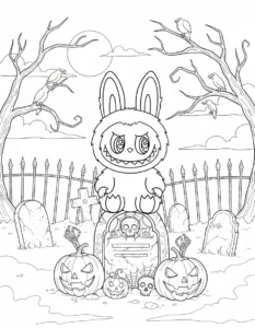 coloriage Labubu Halloween pour enfant a imprimer gratuit