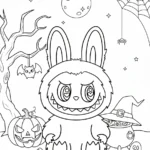 coloriage Labubu Halloween à imprimer pdf gratuit