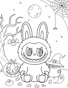 coloriage Labubu Halloween à imprimer pdf gratuit