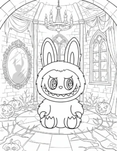 coloriage Labubu Halloween pour enfant de 6 ans