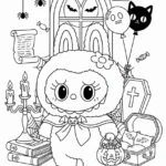 coloriage Labubu Halloween à imprimer pour enfant de 4 ans