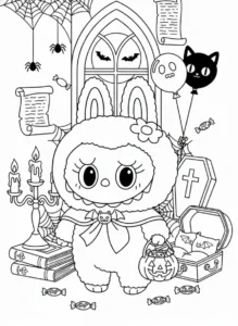 coloriage Labubu Halloween à imprimer pour enfant de 4 ans