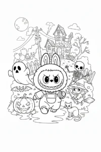 coloriage Labubu Halloween a dessiner et imprimer