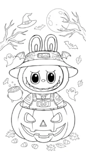 coloriage Labubu Halloween pour enfant de 8 ans