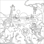 coloriage Savane updated gratuit pour enfants