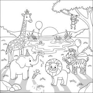 coloriage Savane updated gratuit pour enfants