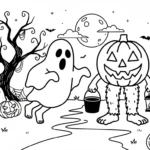 coloriage Spooky et Pumpky et découpage à imprimer