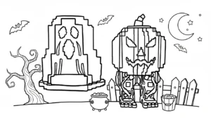 coloriage Spooky et Pumpky à imprimer kawaii