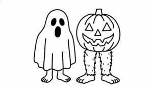 coloriage Spooky et Pumpky a imprimer gratuitement