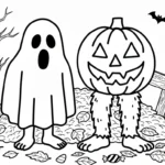 image pour coloriage Spooky et Pumpky enfant
