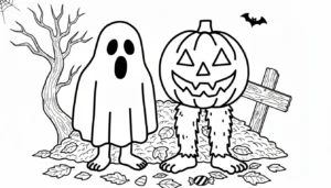 image pour coloriage Spooky et Pumpky enfant