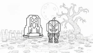 imprimer coloriage Spooky et Pumpky pour enfant