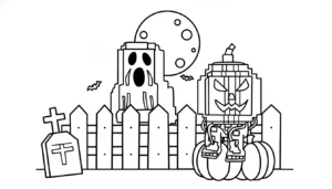coloriage Spooky et Pumpky a dessiner en ligne