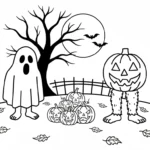 coloriage Spooky et Pumpky pour enfant de 7 ans