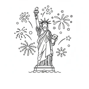 coloriage Statue de la Liberté a imprimer pour enfant de 4 ans