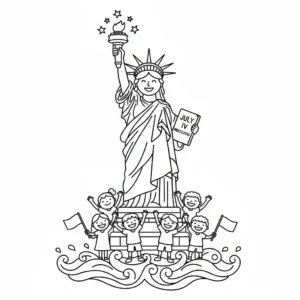 coloriage Statue de la Liberté a colorier en ligne gratuitement