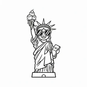 coloriage Statue de la Liberté et decoupage a imprimer gratuit