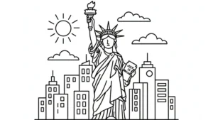 coloriage Statue de la Liberté pour enfant de à imprimer