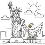 coloriage Statue de la Liberté a imprimer pour enfant de 4 ans