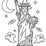 coloriage Statue de la Liberté et decoupage a imprimer gratuit