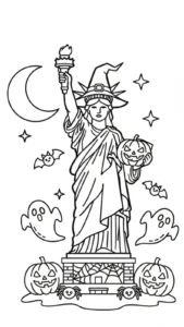 coloriage Statue de la Liberté et decoupage a imprimer gratuit