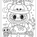 coloriage Labubu Halloween à imprimer pour enfant de 9 ans