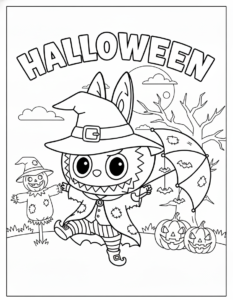 coloriage Labubu Halloween à imprimer kawaii