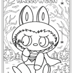 coloriage Labubu Halloween a imprimer pour enfant de 4 ans