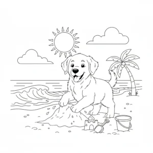 coloriage Golden Retriever pour enfants à imprimer