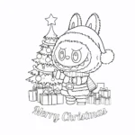 coloriage Labubu Noel et decoupage