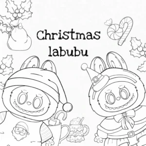 coloriage Labubu Noel à imprimer pdf