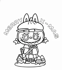 coloriage Labubu Noel a colorier en ligne