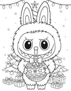 coloriage Labubu Noel a telecharger
