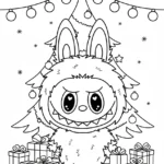 imprimer coloriage Labubu Noel