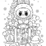 coloriage Labubu Noel à imprimer pour enfant de 7 ans