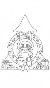 coloriage Labubu Noel educatif pour enfant