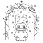 imprimer coloriage Labubu Noel pour enfant