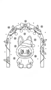 imprimer coloriage Labubu Noel pour enfant