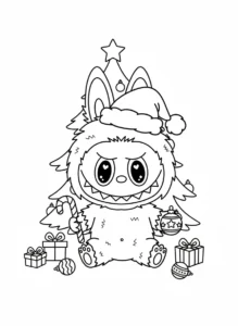 coloriage Labubu Noel et dessin a imprimer