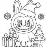 coloriage Labubu Noel pour enfant de 4 ans
