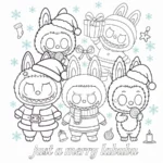 coloriage Labubu Noel à imprimer pour enfant de 4 ans