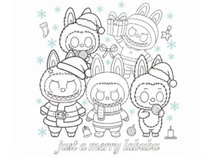 coloriage Labubu Noel à imprimer pour enfant de 4 ans