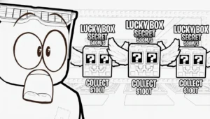 coloriage Lucky Box Brainrot à imprimer pour enfant de 7 ans