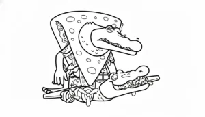 coloriage Quesadilla Crocodila pour enfant de 4 ans