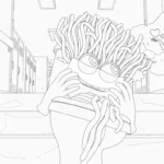 coloriage Spaghetti Toilette et découpage à imprimer