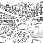 coloriage Spaghetti Toilette à imprimer pdf gratuit