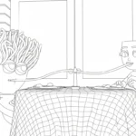 coloriage Spaghetti Toilette à imprimer pour enfant de 9 ans