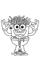 coloriage Spaghetti Toilette pour enfant de 4 ans