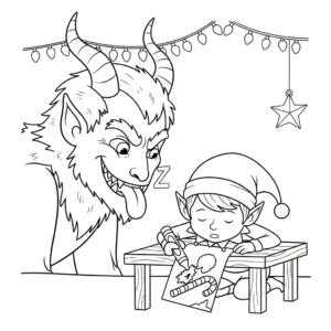 coloriage Krampus updated et decoupage