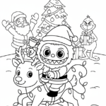 coloriage Labubu Noel pour enfants